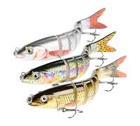 doyandader Bass, esca artificiale realistica, 3 pezzi, per acqua salata, per la con contenitore per acqua, trota, pesce persico, appassionati di pescatori, pescatori, surf, fiume