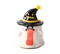 doyandader da caffè per Halloween, per la casa, 0,45 litri, in porcellana, a forma di fantasma, con coperchio, per studenti, insegnanti, serate cinema, sala da pranzo, caffè