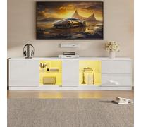 Doyisy 160 x 40 x 52 cm, supporto per TV, cassettiera lucida, credenze con illuminazione a LED, tavole basse adatte per TV da 65", adatto per soggiorno e camera da letto