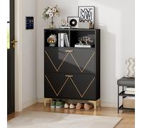 Doyisy 80 x 25 x 117 cm, scarpiera con 2 ante inferiori, scarpiera con 4 scomparti per scarpe, armadio con 2 ripiani semi-aperti, credenza, design gambe del tavolo, MDF + metallo (1)