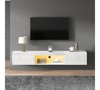 Doyisy Armadio sospeso bianco lucido, 160 x 31 x 22 cm, capacità di carico 30 kg, con illuminazione a LED, controllo APP Bluetooth, supporto TV a parete