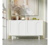Doyisy Credenza moderna e minimalista con 4 ante in stile arco, per sala da pranzo e soggiorno, 140 x 42 x 80 cm (bianco)