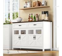 Doyisy Credenza per sala da pranzo con vano portaoggetti, buffet lungo 140 cm, con 4 ante e 2 cassetti grandi, bar da pranzo in stile contemporaneo, 140 x 39 x 90 cm, bianco