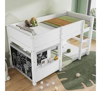 Doyisy Lettino a castello con due tavole graffitifico con ripiano piccolo, 90 x 200 cm, colore: bianco