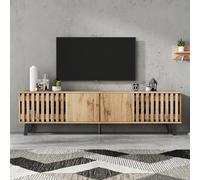 Doyisy Mobile TV, 180 x 40 x 55 cm, colore legno originale, 8 ripiani separati, supporto TV, centro di intrattenimento adatto per TV da 70 pollici, adatto per soggiorno