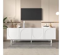 Doyisy Mobile TV bianco moderno - 175 x 38 x 56 cm, ripiani regolabili - Mobili TV a basso bordo leggero in stile lusso