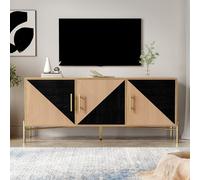 Doyisy Mobile TV da 123,5 cm, marrone e nero venature in legno, maniglie e gambe dorate