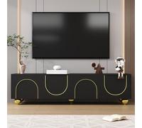 Doyisy Mobile TV lowboard con ante strutturate, decorazioni dorate, gambe rotonde dorate, ripiani inclusi, push-to-open