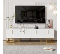 Doyisy Mobile TV, lowboard con porta strutturata, mobili TV con cassetti, maniglie dorate e piedini dorati (bianco)