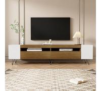 Doyisy Mobile TV moderno, bianco e effetto legno, lunghezza 180 cm