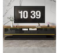 Doyisy Mobile TV moderno con tre cassetti e uno scomparto aperto, lucido con luci LED che cambiano colore, 180 x 38 x 45 cm (nero)