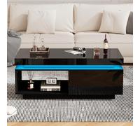 Doyisy Moderno tavolino lucido con illuminazione a LED, 100 x 50 x 40,3 cm, elegante tavolo con cassetto e portata 50 kg