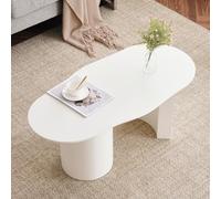 Doyisy Tavolino da caffè irregolare bianco stabile e durevole da 100 cm - MDF di alta qualità, superficie laccata, delicata al tatto, piano irregolare ed elegante curvo