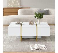 Doyisy Tavolino da salotto, moderno, lucido, 100 x 50 x 35 cm, con 4 cassetti, tavolino da salotto, tavolino piccolo (bianco)