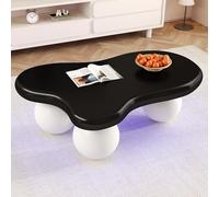 Doyisy Tavolino in stile nuvoloso con illuminazione a LED, 16 colori a scelta, Coffee Table, design a gamba rotonda, elegante per il soggiorno moderno e la cameretta dei bambini (bianco + nero)