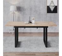Doyisy Tavolo da pranzo espandibile, L140/180*W80*H75, stile industriale, rettangolare, per il tempo libero, moderno in ferro, tavolo da pranzo multifunzionale, in MDF (effetto rovere + nero)