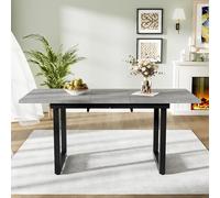 Doyisy Tavolo da pranzo espandibile, L140/180*W80*H75, stile industriale, rettangolare, per il tempo libero, moderno, semplice in ferro, tavolo da pranzo multifunzionale, in MDF (effetto calcestruzzo+