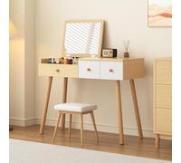 Doyisy Tavolo da toeletta con specchio, toeletta in legno con cassetti, spazio di archiviazione diviso, grande capacità di stoccaggio (senza sgabello) (100 x 40 x 78 cm)