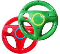 DOYO Volante per Wii Controller per Wii, Sterzo da Corsa per Mario Kart Pacco da 2, Volante da corsa per Wii (Rosso e Verde)
