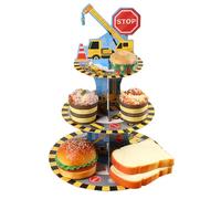 Doyomtoy 3 Tier Camion di Ingegneria Cartone Torta Stand, Cupcake e Muffin, per Matrimoni, Feste di Compleanno e Dessert