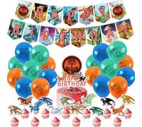Doyomtoy 32 Pezzi Palloncini da Dragon Compleanno - Cake Topper, Banner e Decorazioni per Feste Dungeons and Dragons - Fantasy Party Supplies