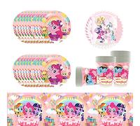 Doyomtoy 61 pezzi di stoviglie per feste di compleanno Pony, Unicorn Party Supplies Paper Plate Set, Set incluso tovaglia piatti tozze tovaglioli per Baby Shower, matrimoni, anniversario (20 ospiti)