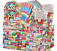 Doyomtoy 61 pezzi Euro Flag International Birthday Party Tableware per 20 persone Europa League Sports Celebration Party Decoration, Kids Party Tableware Decoration Supplies