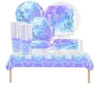 Doyomtoy 61PCS Set di stoviglie per la festa di Frozen, Elsa, Anna Decorazione, stoviglie per la festa di compleanno per bambini, compleanno di Frozen