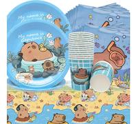 Doyomtoy Animal Party Tableware,61 Pcs Birthday Tableware Animal Plates Cups Napkins Tablecloths Decorazioni per Feste a Tema Animali per Feste di Compleanno per Bambini