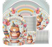 Doyomtoy Capybara Serve 20 ospiti, orsetti di compleanno, piatti, tazze, tovaglioli per accessori per feste di compleanno