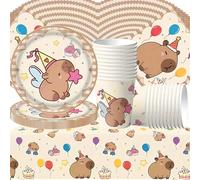Doyomtoy Capybara Serve per 20 ospiti, tovaglie, piatti, tazze, tovaglioli per accessori per feste di compleanno