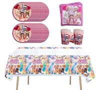 Doyomtoy Roblox Set di 61 stoviglie per feste di compleanno per bambini, feste di compleanno e feste di Natale, compresi piatti di carta, bicchieri, tovaglie e tovaglioli per un massimo di 20 ospiti