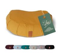 #DoYourYoga Cuscino/Blocco Yoga mezzaluna Zafu "Ganesh" con pula di farro biologico (KBA) copertura lavabile 100% cotone, 45 x 30 x 14 cm, cuscino da meditazione/seduta