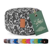 #DoYourYoga cuscino rotondo per yoga 30cm x 15cm | bianco-nero | fodera lavabile | riempito con gusci di pula di farro biologico (KBA) | cuscino yoga per Yin Yoga e Meditazione