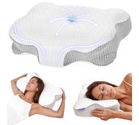 Dozion Cuscino Cervicale per Dormire - Cuscino Ortopedico in Memory Foam, Ergonomico, Supporto Collo Fianco/Schiena, Federa Sfoderabile e Lavabile, 58×40×13/10 cm (Cream)