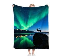 Dozrmey Coperta 240x260 cm Aurora Boreale, La Più Grande Coperta in Flanella per Letti Extra Large, Copre letti di grandi dimensioni e può essere utilizzata come coperta da picnic. W242