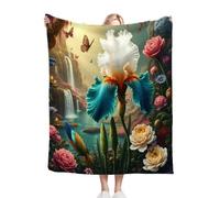 Dozrmey Coperta Peluche Doppia Faccia Fiori Bianchi, Misura 130x150 cm in Flanella Morbida, Perfetta per Divano Camera dei Bambini e Momenti di Relax, Ideale per Arredo Casa C240