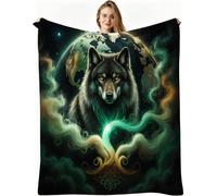 Dozrmey Coperta Piazza e Mezza, Lupo Verde, 240x260 cm, AQ192