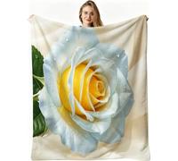 Dozrmey Coperta Piazza e Mezza, Rosa Bianca, 240x260 cm, AQ6594 | per Compleanni, Feste e Ricorrenze, Asciugabile in Asciugatrice a Bassa Temperatura, per Relax Pomeridiano e Sonno Notturno