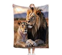 Dozrmey Coperta Pile Matrimoniale 220x240 Animale Leone, 3D Stampa Coperta Plaid di Flanella Letto Matrimoniale, Calda Copertina Multifunzionale per Divano o Letto, 220x240 cm D261