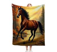 Dozrmey Coperta Pile Matrimoniale 220x240 Cavallo Marrone, 3D Stampa Coperta Plaid di Flanella Letto Matrimoniale, Calda Copertina Multifunzionale per Divano o Letto, 220x240 cm