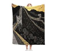 Dozrmey Coperta Pile Matrimoniale 240 x 260 Grande Muraglia Nera, 3D Stampata Morbida Caldo Coperta Microfibra, Plaid Accogliente Coperta per Letto e Divano Coperta 240 x 260 cm