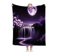 Dozrmey Coperta Pile Matrimoniale 240 x 260 Luna Piena Viola, 3D Stampata Morbida Caldo Coperta Microfibra, Plaid Accogliente Coperta per Letto e Divano Coperta 240 x 260 cm, AQ1128
