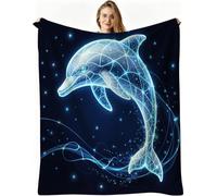 Dozrmey Coperta Pile Singolo, Delfino Blu, 150x200 cm, AQ5097 | Tessuto Flanella Soffice e Caldo, per Tutte le Stagioni, Voluminosa non si Deforma, per Casa e Viaggi, Lavabile in Lavatrice