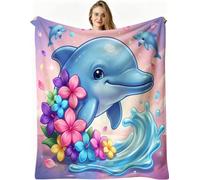 Dozrmey Coperta Pile Singolo, Delfino Blu, 150x200 cm, AQ5331 | Tessuto Flanella Soffice e Caldo, per Tutte le Stagioni, Voluminosa non si Deforma, per Casa e Viaggi, Lavabile in Lavatrice