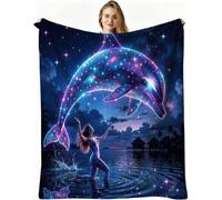 Dozrmey Coperta Pile Singolo, Quadro Blu, 150x200 cm, AQ4965 | Tessuto Flanella Soffice e Caldo, per Tutte le Stagioni, Voluminosa non si Deforma, per Casa e Viaggi, Lavabile in Lavatrice