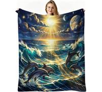 Dozrmey Coperta Pile Singolo, Quadro Blu, 150x200 cm, AQ5199 | Tessuto Flanella Soffice e Caldo, per Tutte le Stagioni, Voluminosa non si Deforma, per Casa e Viaggi, Lavabile in Lavatrice