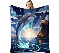 Dozrmey Coperta Pile Singolo, Quadro Blu, 150x200 cm, AQ5415 | Tessuto Flanella Soffice e Caldo, per Tutte le Stagioni, Voluminosa non si Deforma, per Casa e Viaggi, Lavabile in Lavatrice