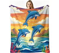 Dozrmey Coperta Pile Singolo, Quadro Blu, 150x200 cm, AQ5655 | Tessuto Flanella Soffice e Caldo, per Tutte le Stagioni, Voluminosa non si Deforma, per Casa e Viaggi, Lavabile in Lavatrice
