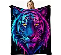 Dozrmey Coperta Pile Singolo, Tigre Colorata, 150x200 cm, AQ5403 | Tessuto Flanella Soffice e Caldo, per Tutte le Stagioni, Voluminosa non si Deforma, per Casa e Viaggi, Lavabile in Lavatrice